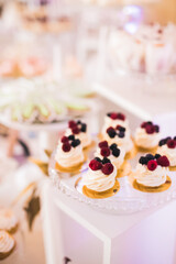 Delicious wedding reception candy bar dessert table