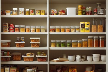 full kitchen pantry food storage illustration - obrazy, fototapety, plakaty