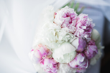 Wonderful luxury wedding bouquet of different flowers