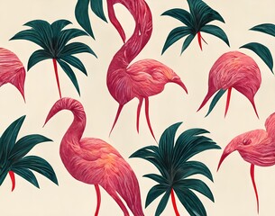 seamless pattern with flamingos