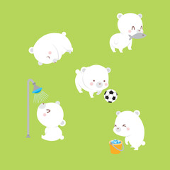 Baby polar bear eats, sleeps, plays, and takes a cool shower