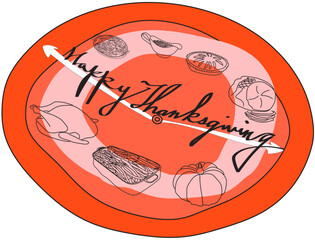 Illustration of Thanksgiving feast