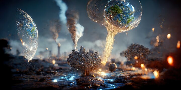 Particles striking a Fantasy Planet Surface