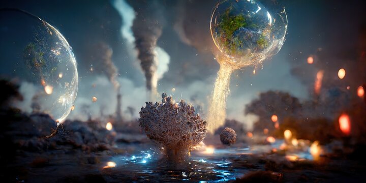 Particles striking a Fantasy Planet Surface