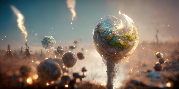Particles striking a Fantasy Planet Surface