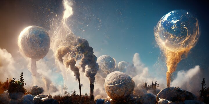 Particles striking a Fantasy Planet Surface