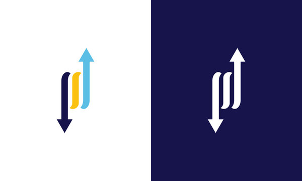 Letter M and Arrow Logo