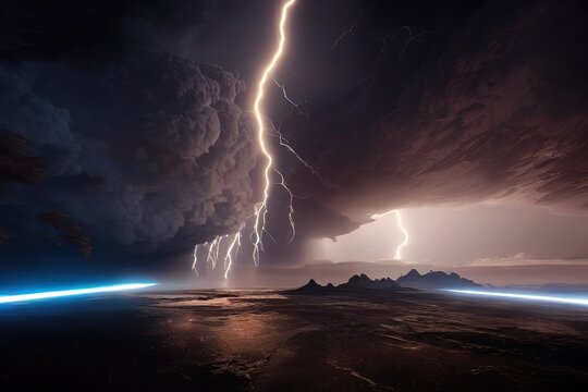 Lightning Striking a Planet's Surface