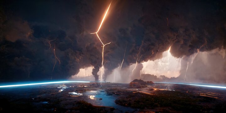 Lightning Striking a Planet's Surface
