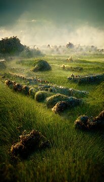 An AI Illustration of a Battle taking place on a grass plain.