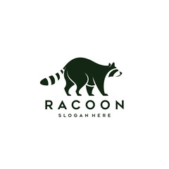 black white raccoon head logo and icon, clip art vector - obrazy, fototapety, plakaty