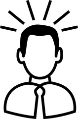 Isolated icon of a simplified man head having a great idea. Concept of an inventor and innovation.