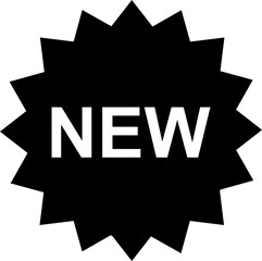 Isolated icon of a star sticker with the word NEW. Concept of new arrivals and marketing. 