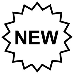 Isolated icon of a star sticker with the word NEW. Concept of new arrivals and marketing. 