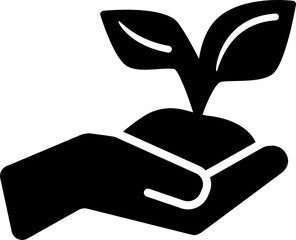 Isolated icon of hand holding a seedling of a plant. Concept of sustainability and environmental care. 