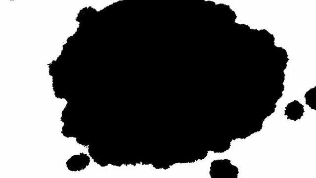 Ink Blot Blemish Leaking and Spreading over Paper in Black and White