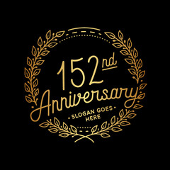 152 years anniversary celebrations design template. 152nd logo. Vector and illustrations.
