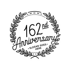 162 years anniversary celebrations design template. 162nd logo. Vector and illustrations.
