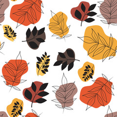 Hand drawn autumn leaves pattern
