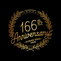 166 years anniversary celebrations design template. 166th logo. Vector and illustrations.
