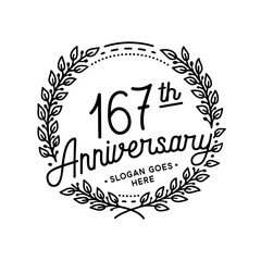 167 years anniversary celebrations design template. 167th logo. Vector and illustrations.
