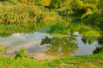 Fototapeta premium Bussi sul Tirino, fiume Tirino.Abruzzo, Italy