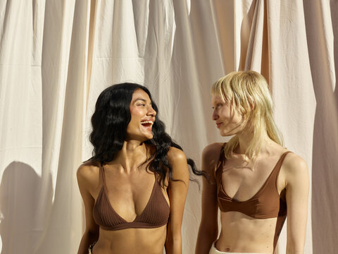 Friends enjoying the sun and laughing together