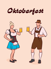 Bavarian couple. Oktoberfest. Vector design.