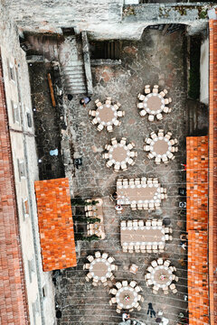 Wedding venue in yard of palace  