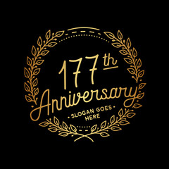 177 years anniversary celebrations design template. 177th logo. Vector and illustrations.
