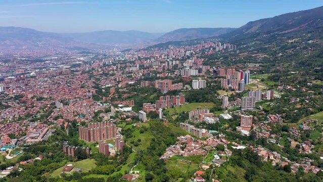 The Medellin City Colombia aerial panorama view