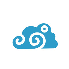 Cloud drive storage or cumulus cloud line art icon
