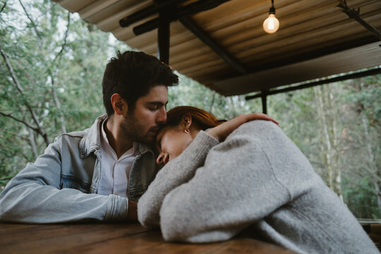 Man embracing His Girlfriend