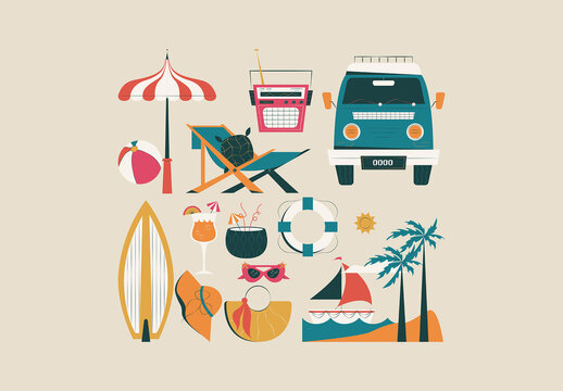 Cream Flat Travel Illustration