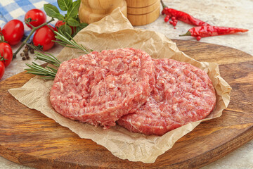 Raw pork cutlet for burger