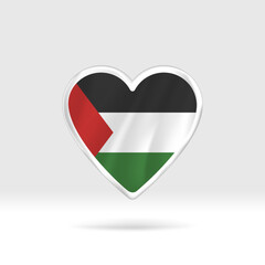 Obraz premium Heart from Sudan flag. Silver button heart and flag template. Easy editing and vector in groups. National flag vector illustration on white background.