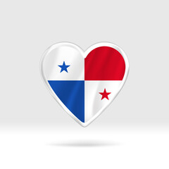 Obraz premium Heart from Panama flag. Silver button heart and flag template. Easy editing and vector in groups. National flag vector illustration on white background.