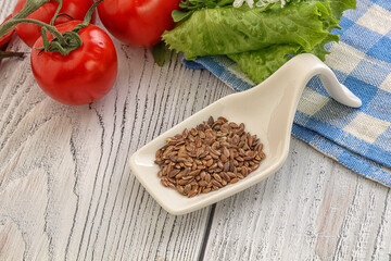 Dry Raw flax seed in the bowl