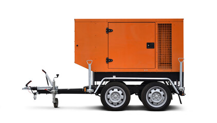 electric generator mounted on trailer with isolated background png