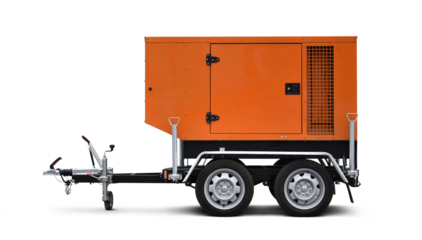 electric generator mounted on trailer with isolated background png