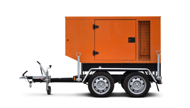 electric generator mounted on trailer with isolated background png