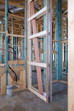 Internal wall timber frames of new home