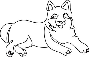 shiba inu dog breeds pet minimal outline art