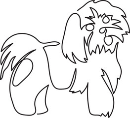 shih tzu dog breeds pet minimal outline art