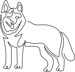 siberian husky dog breeds pet minimal outline art