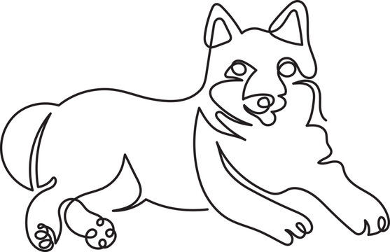 shiba inu dog breeds pet minimal outline art