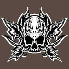 skul with floral tribal pattern