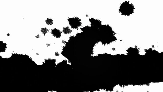 Ink Blot Blemish Leaking and Spreading over Paper in Black and White