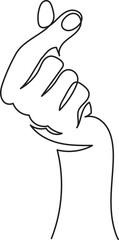 mini heart hand gesture minimal outline art