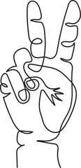 peace sign hand gesture minimal outline art